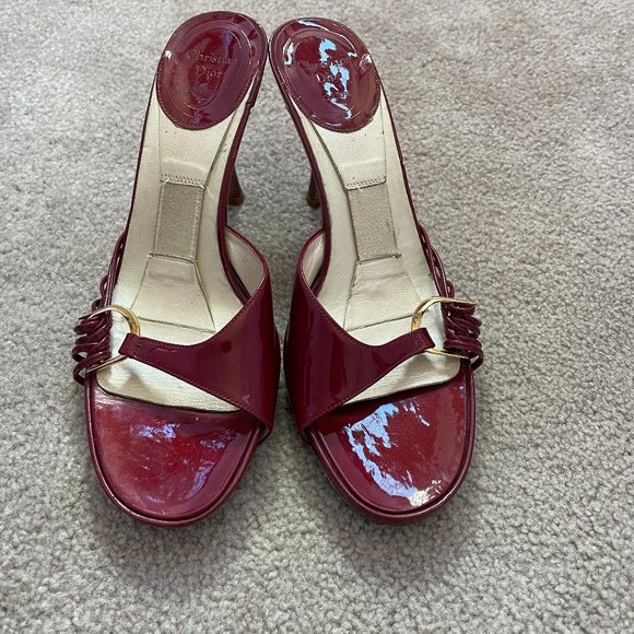 Dior Shoes - Vintage Red Patent Christian Dior Heeled Sandals